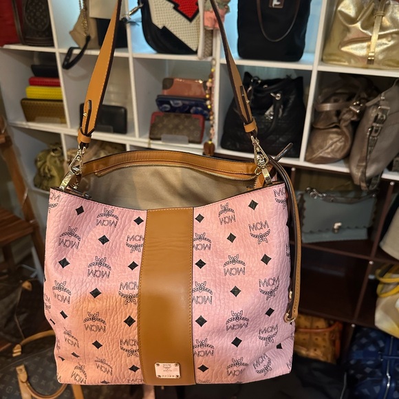 MCM Pink and Brown Shoulder Bag - Picture 1 of 10